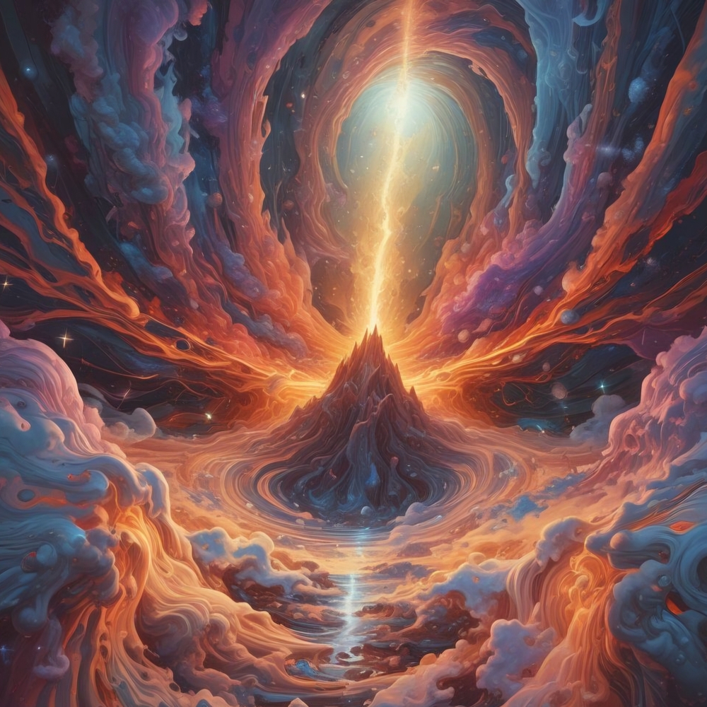 Ethereal Mountain Art Print - Blue and Orange 8x10